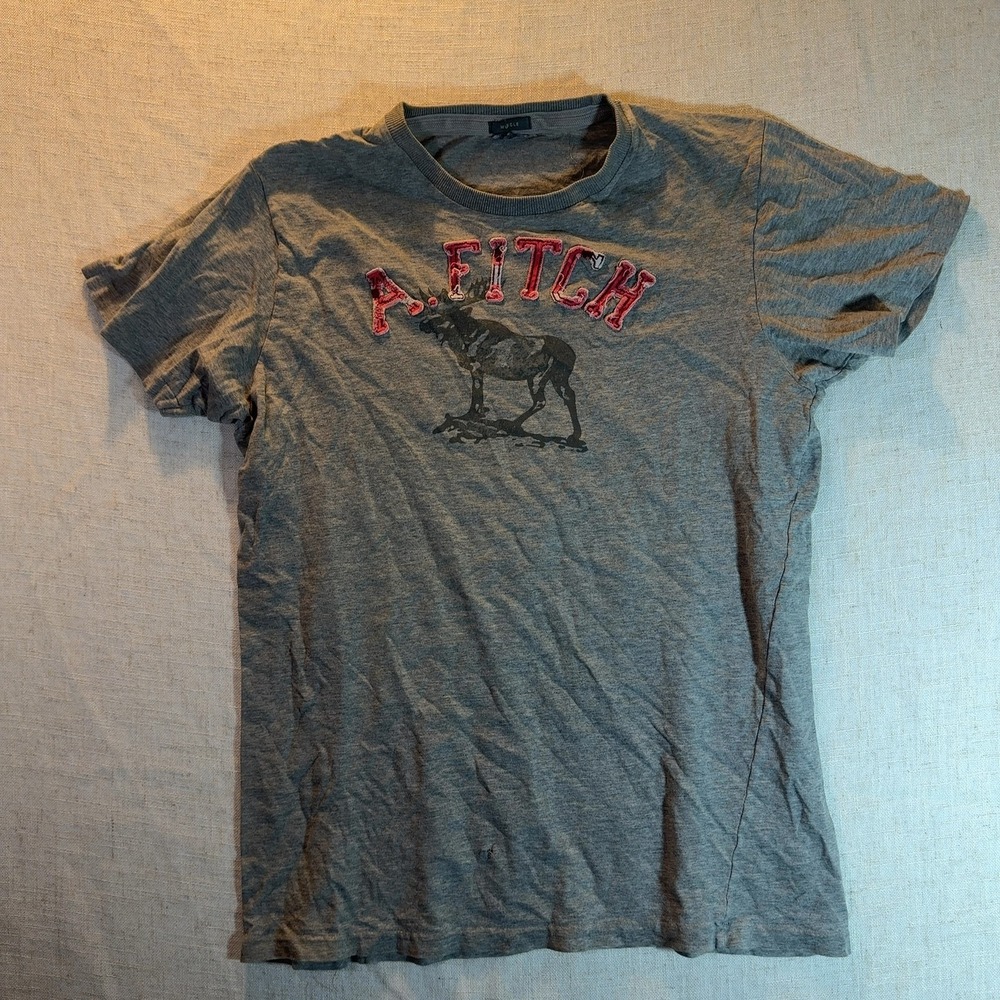 Abercrombie & Fitch Moose Graphic T-Shirt Heather Gray Men's Size Medium